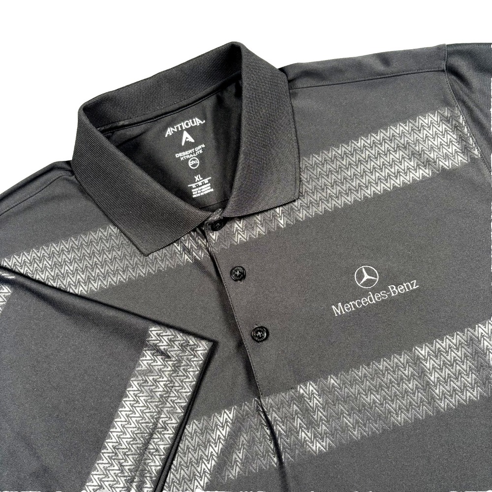Mercedes-Benz Anatiqua Mens XL Black Golf Polo Embroidered Logo Tire Tread